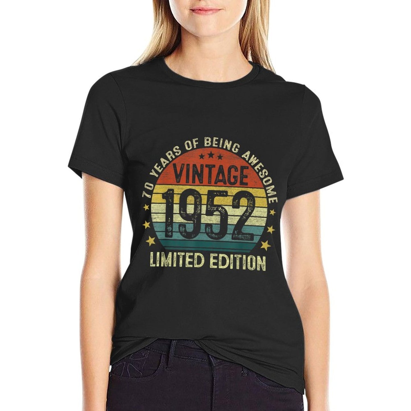 Vintage 1952 Limited Edition 70 Year Old Gifts 70th Birthday  Ribbed Collar T-Shirt