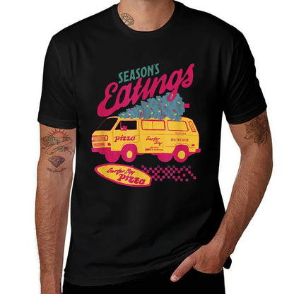 Stranger Things Christmas Surfer Boy Pizza Seasons Eatings!  Durable T-Shirt