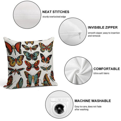 Butterflies Traditional Tattoo Flash Soft Skin-Friendly Throw Pillow