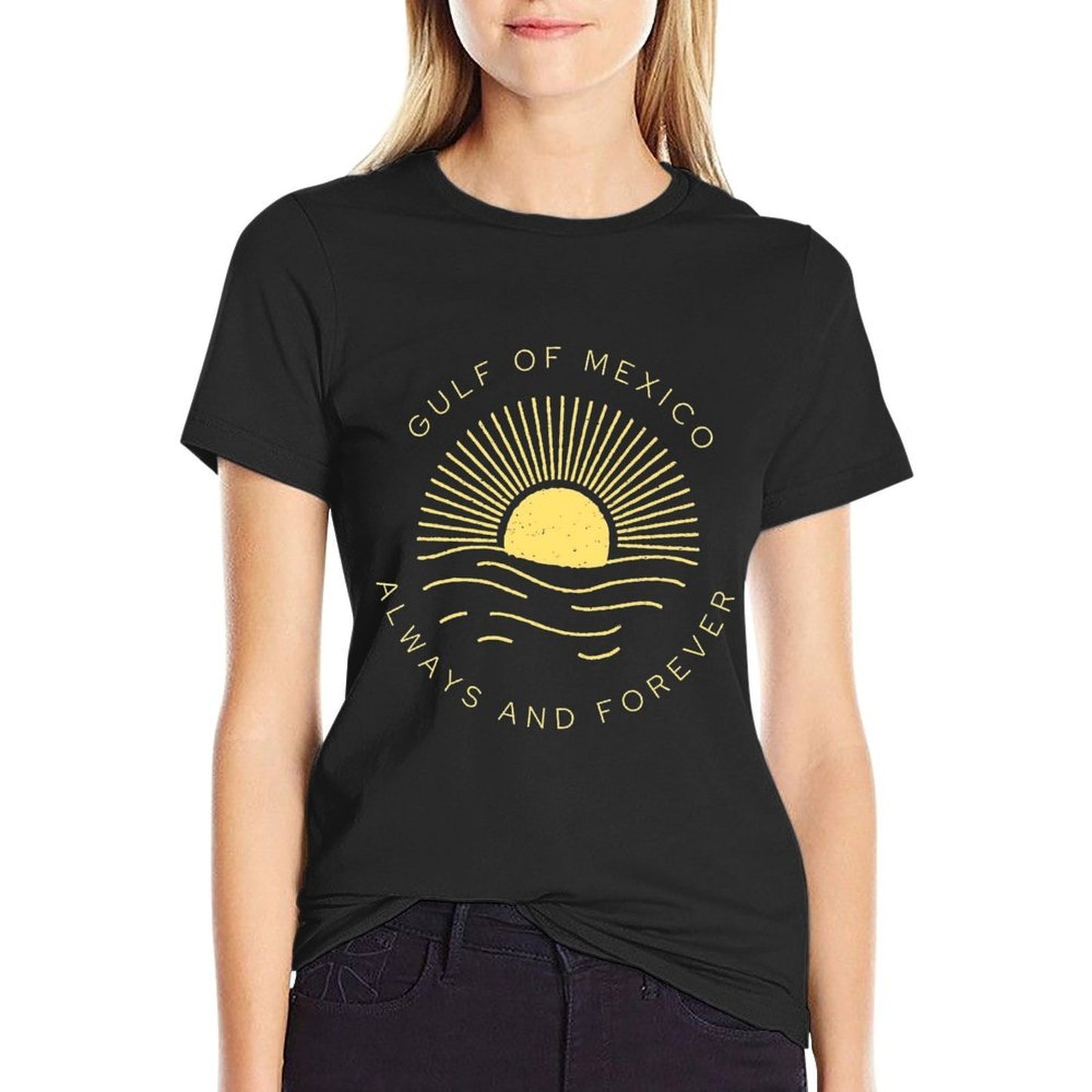 Gulf of Mexico Always & Forever Vintage Sunset Political  Polyester Blend T-Shirt