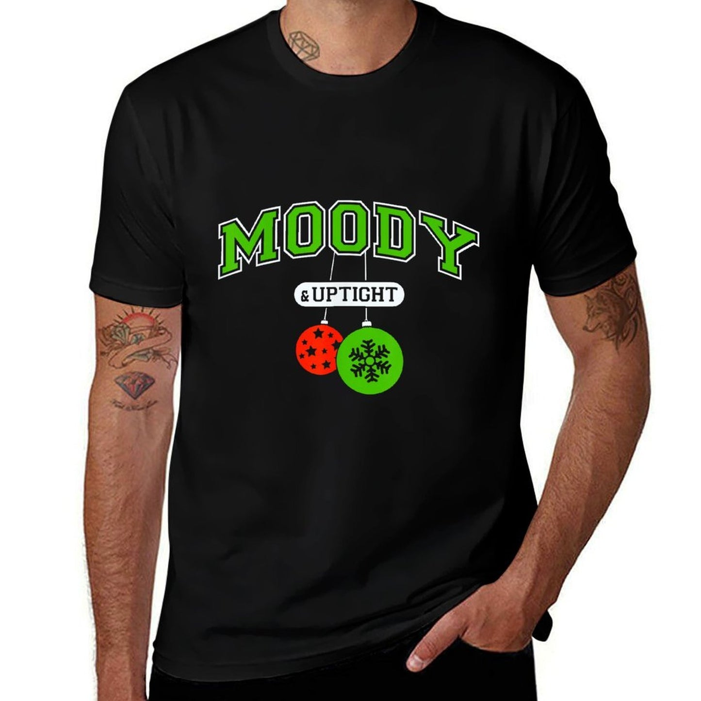 Moody And Uptight Merry And Christmas Bright Matching Couple  Stretchy T-Shirt