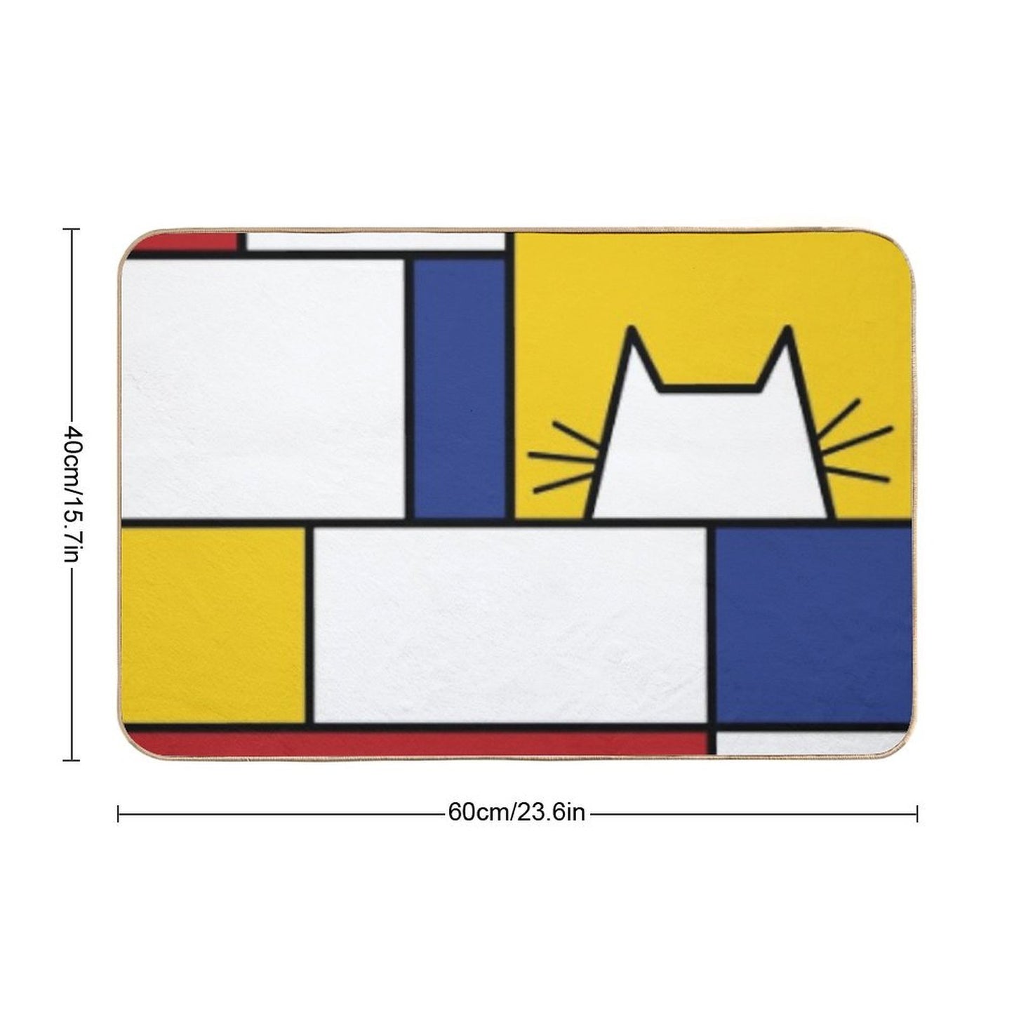 Piet Mondrian Art Cat Geometric Simple Polychromatic Design  Long-Lasting Bath Mat