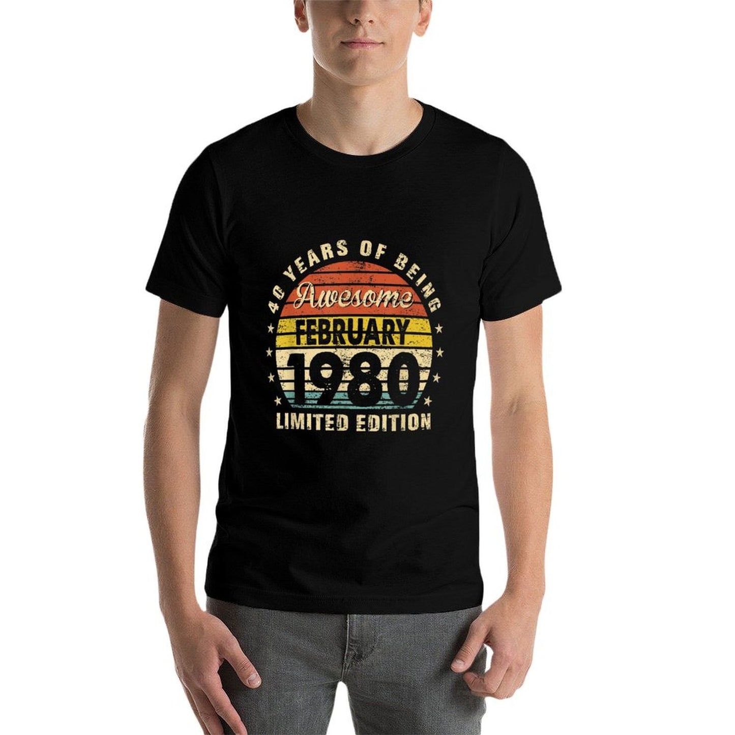 Born February 1980 Limited Edition Bday Gifts 40th Birthday  Rolled Sleeves T-Shirt