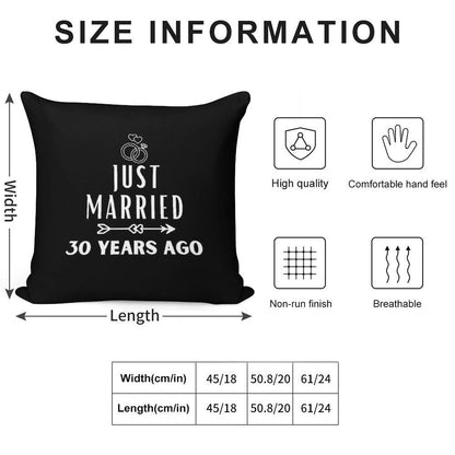 Just Married 30 Years Ago, 30th Wedding Anniversary for Men & Women Soft Reinforced Edging Throw Pillow