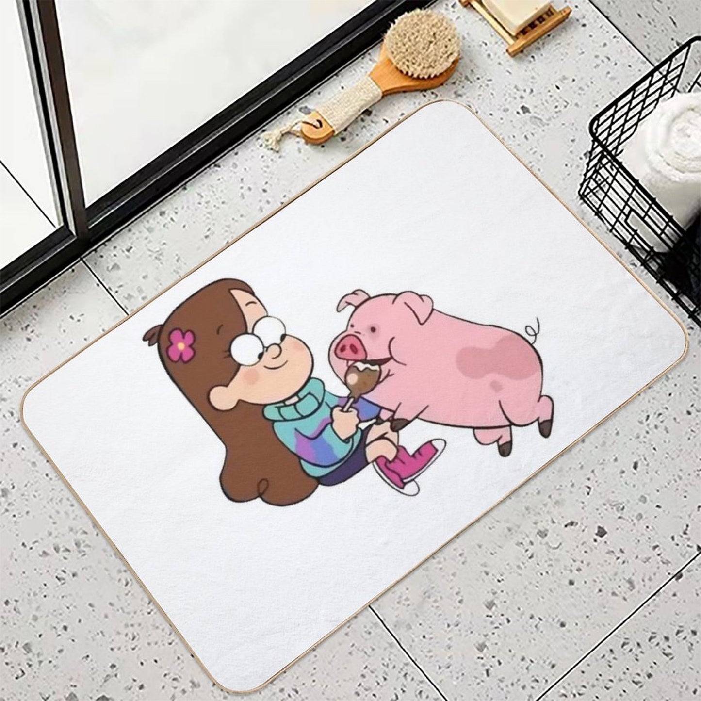 Mabel & Waddles, Gravity Falls  Repositionable Bath Mat