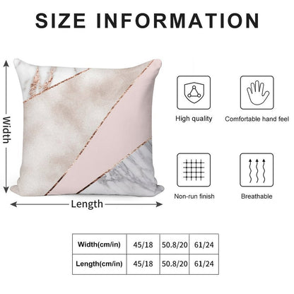 Spliced Mixed Rose Gold Marble Soft Fade-Resistant Throw Pillow