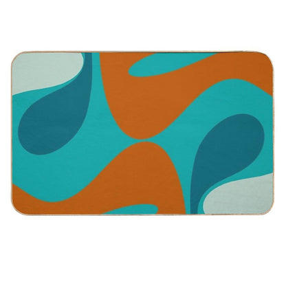 Groove Trip Teal Orange Turquoise Abstract Pattern  Toxin-Free Bath Mat