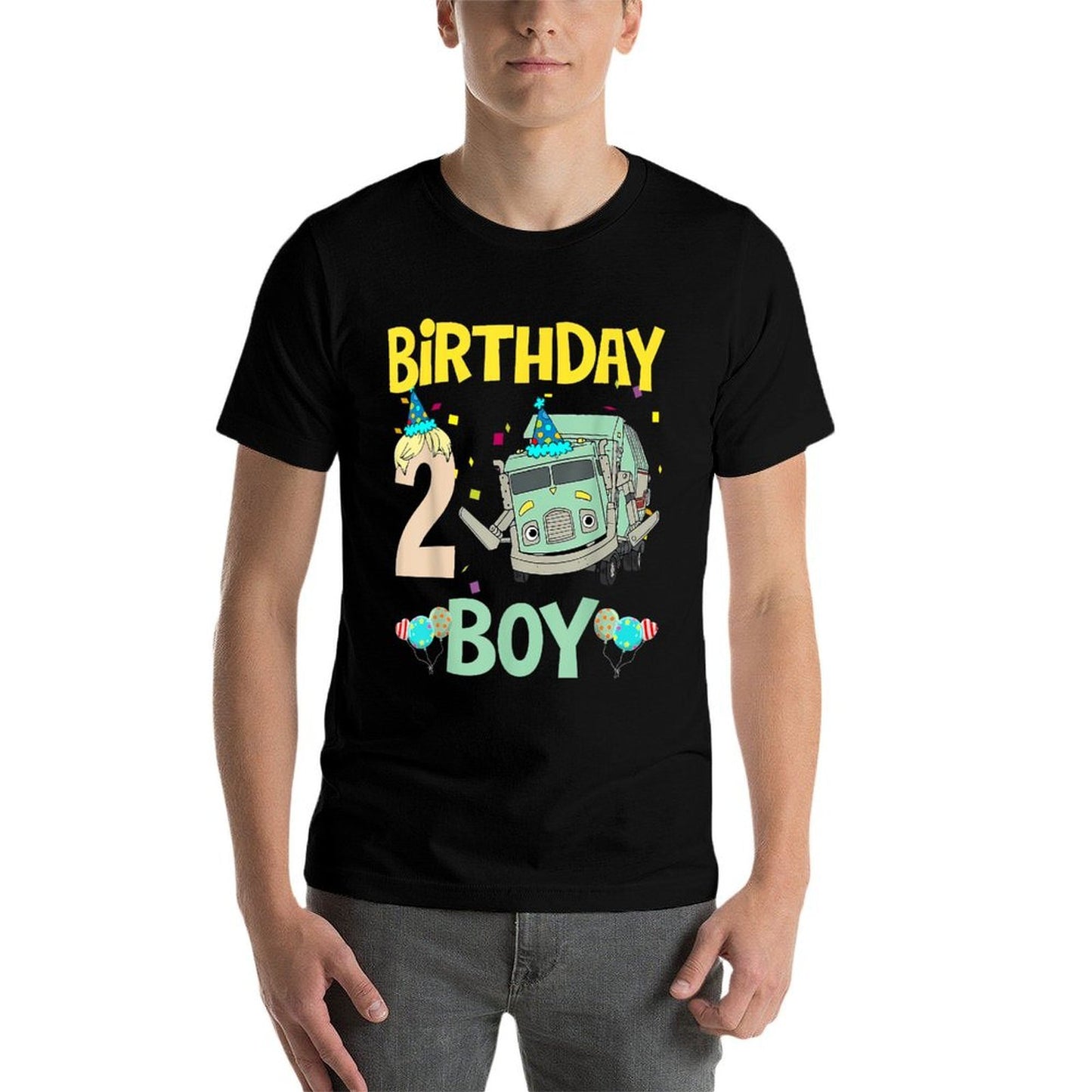 Garbage Truck 2nd Birthday Boy Recycling Trash Family Gifts  Rolled Sleeves T-Shirt