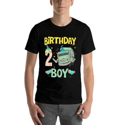 Garbage Truck 2nd Birthday Boy Recycling Trash Family Gifts  Rolled Sleeves T-Shirt