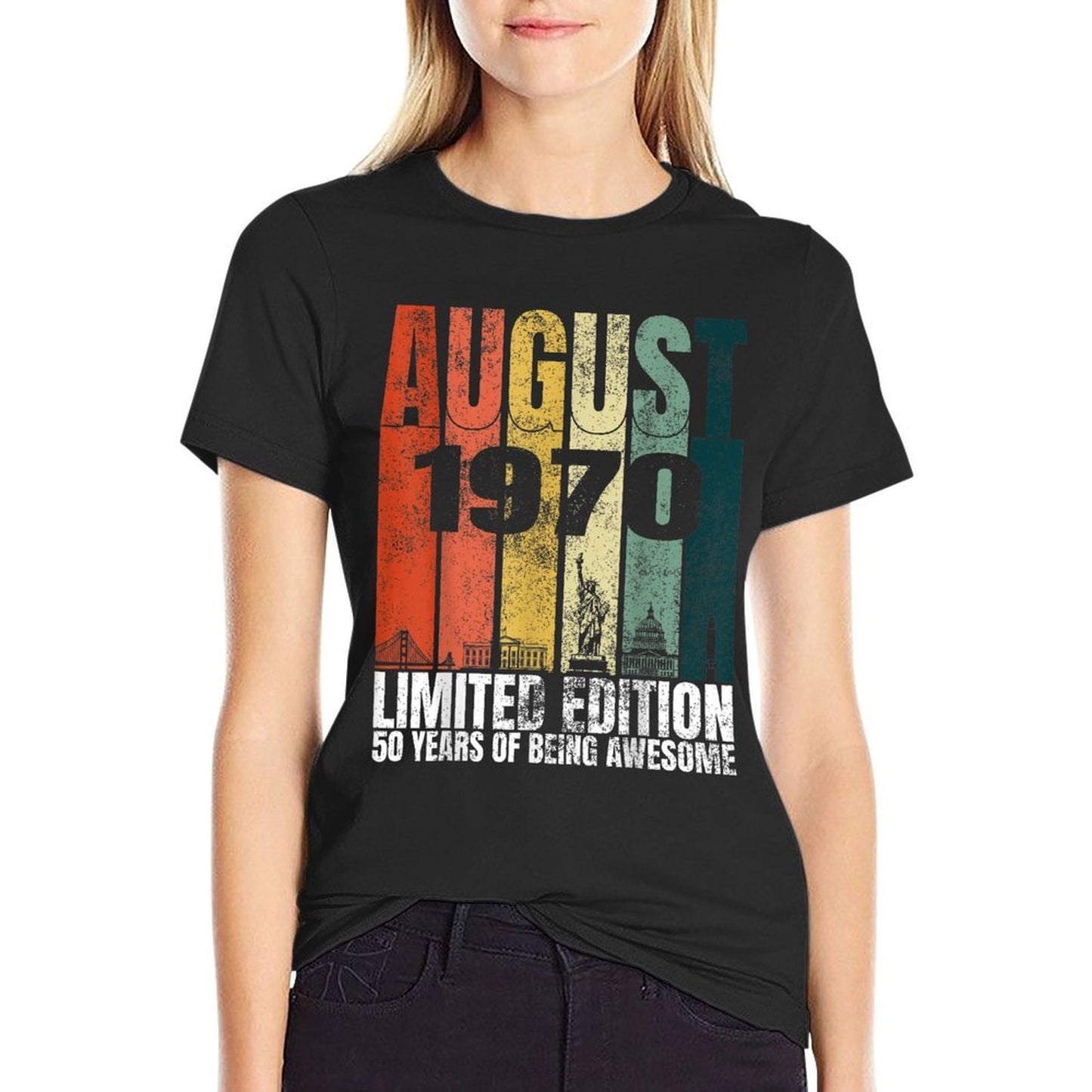 Vintage August 1970 Bday Gifts 50 Years Old 50th Birthday  Relaxed-fit T-Shirt