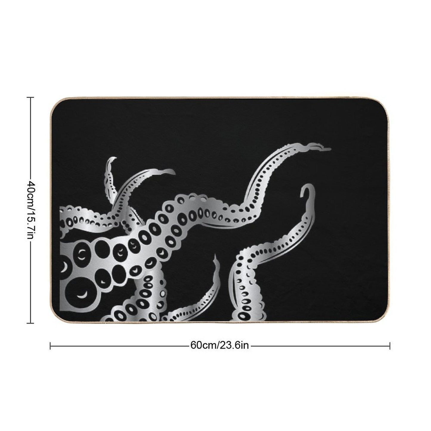Octopus Design Silver  Fade-Resistant Bath Mat