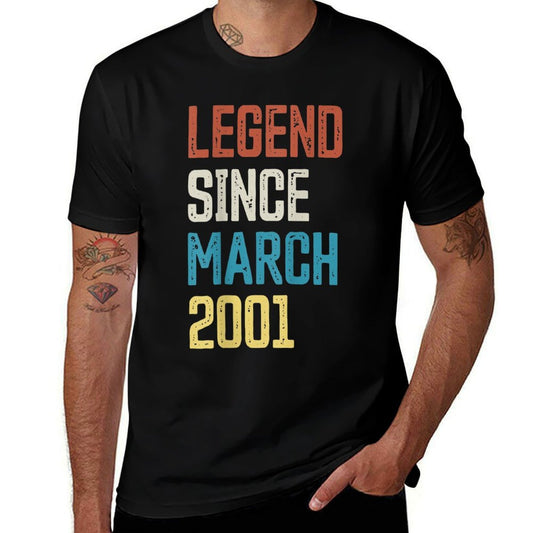 21st Birthday Vintage Born in March 2001 Birthday  Durable T-Shirt