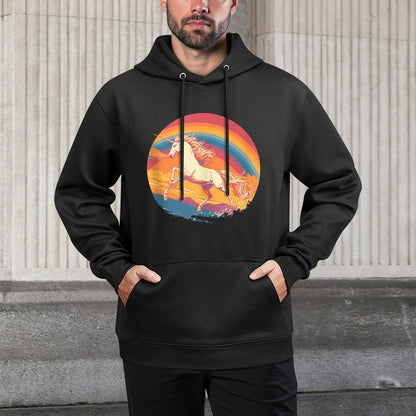 Majestic Sunset Unicorn Art Mystical Creature Fantasy Durable Construction Hoodie