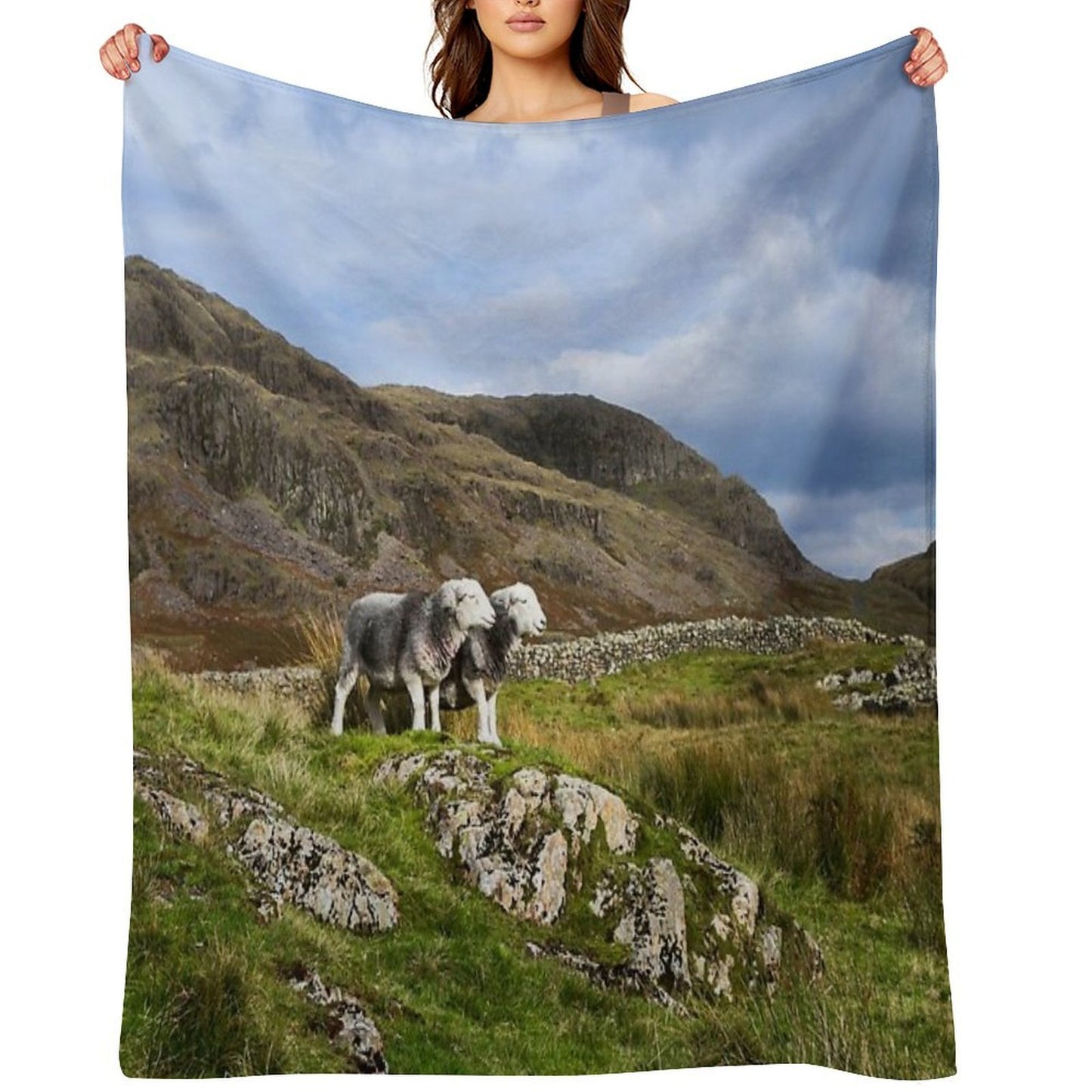 Herdwick Sheep in The Lake District Sustainable Throw Blanket