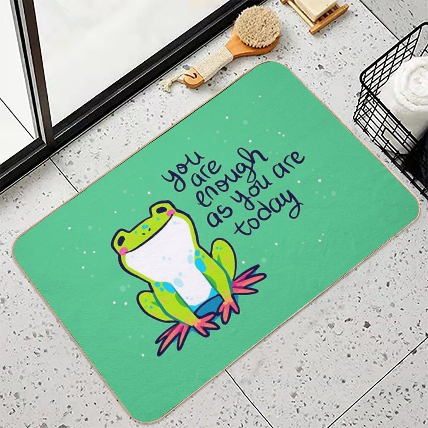 You Are Enough As You Are Today Tree Frog  Rapid-Drying Bath Mat