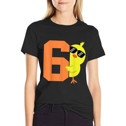 Kids 6th Birthday Chicken Themed Cute 6 Year Old Boys Chick  Trendy Pattern T-Shirt