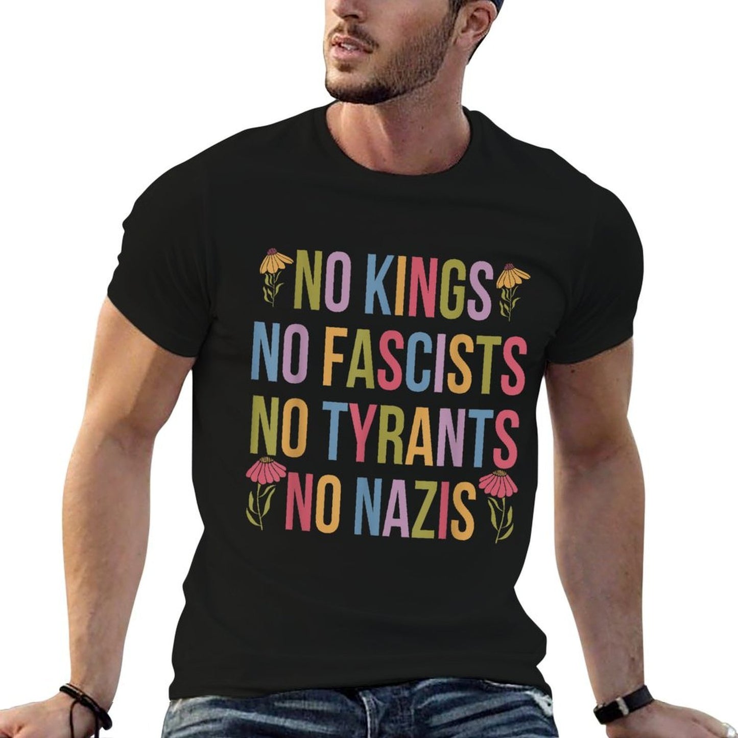 No Kings in America No Fascists We The People Political  Stretchy T-Shirt