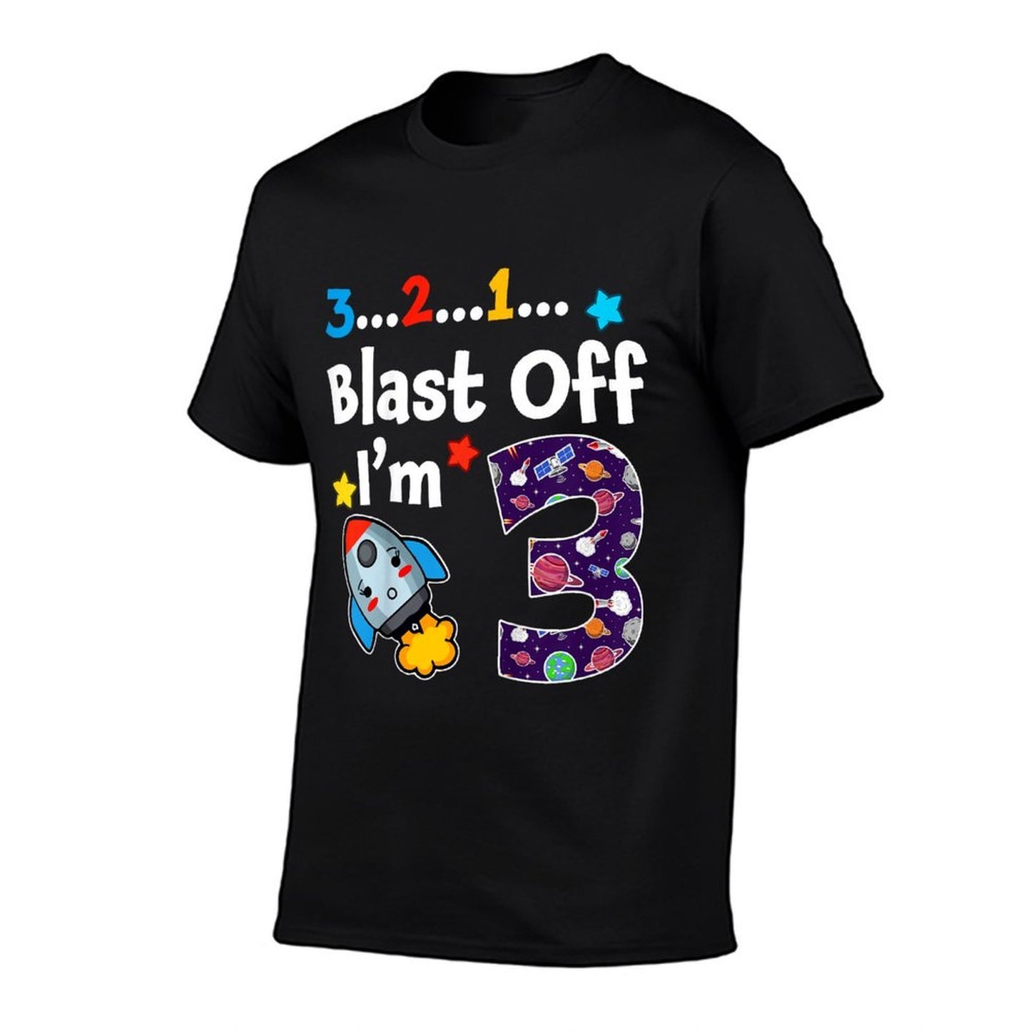 Blast Off I'm 3 Years Old 3rd Birthday Spaceship Astronaut  Eco-friendly Material T-Shirt