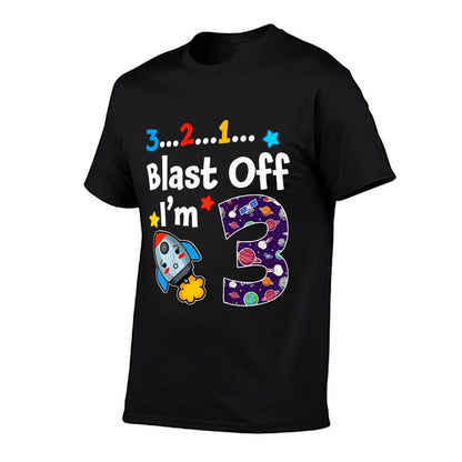 Blast Off I'm 3 Years Old 3rd Birthday Spaceship Astronaut  Eco-friendly Material T-Shirt