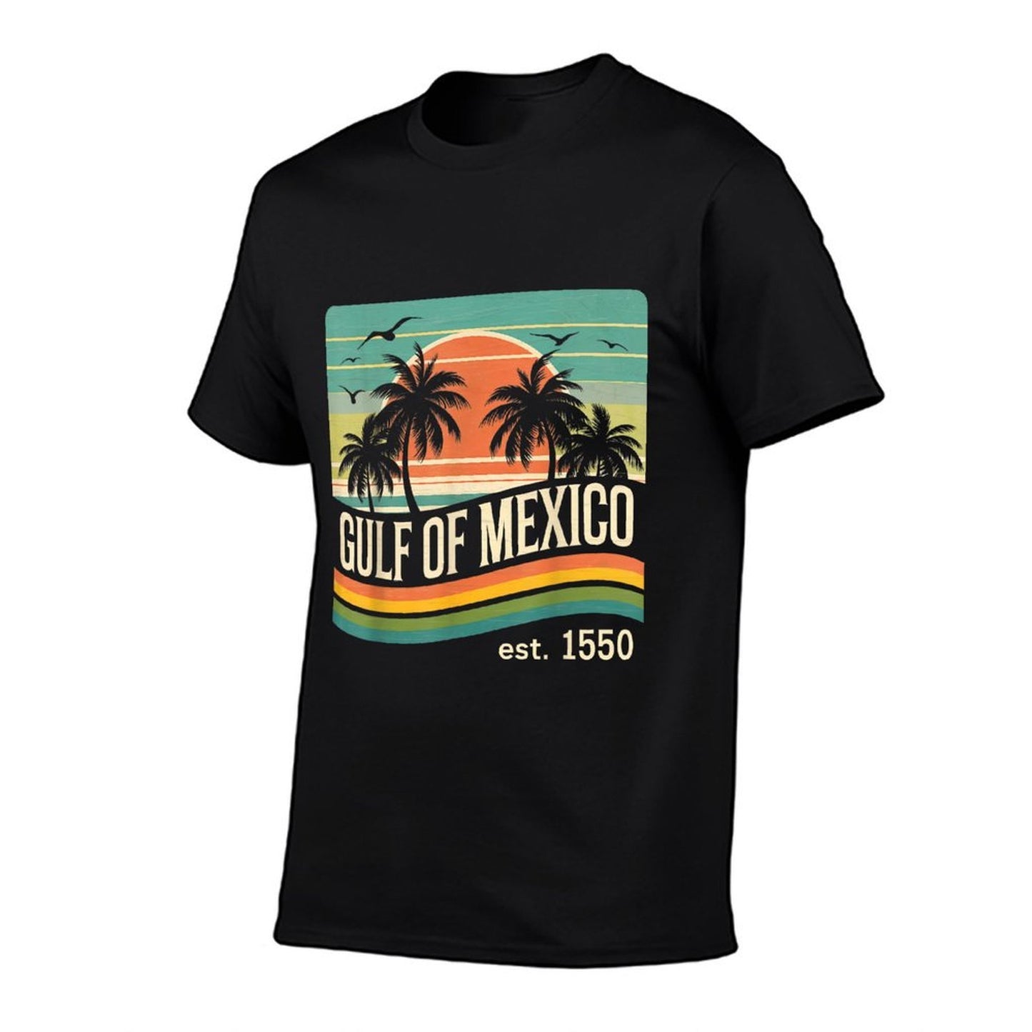 Gulf Of Mexico Est 1550 Beach Palms Vintage  Heathered Texture T-Shirt