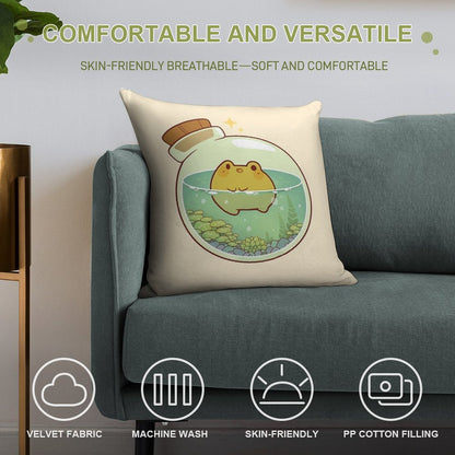 Round Frog Potion Soft Durable Construction Throw Pillow