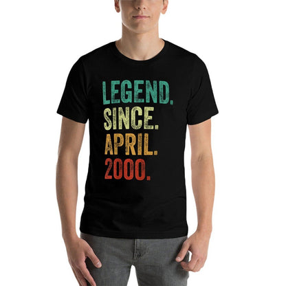 25 Years Old Legend Since April 2000 25th Birthday  Ribbed Collar T-Shirt