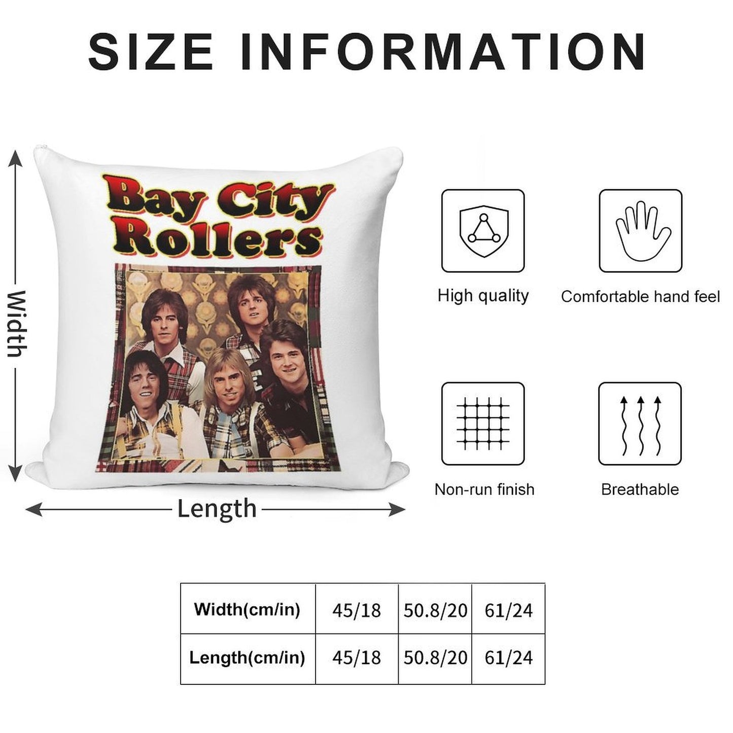 Bay City Rollerss Band Music Rock Gift For Fan Soft Home Decor Throw Pillow