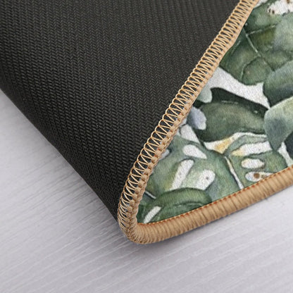Watercercolor Monstera And Eucalyptus Botanical Garden Pattern Nightgarden  Repositionable Bath Mat