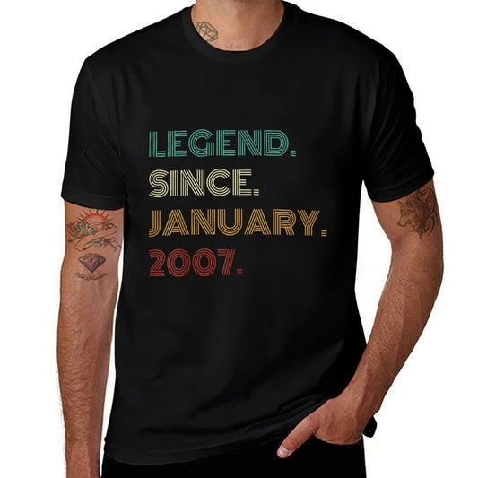 18 Years Old Legend Since January 2007 18th Birthday  Wrinkle-resistant T-Shirt