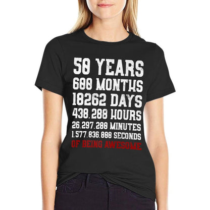 50 Years of Being Awesome 50th Birthday Party Premium  Ribbed Collar T-Shirt