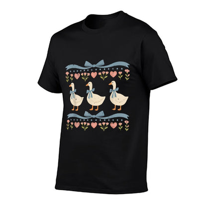 Vintage Coquette Bow Blue Ribbon Goose Lover 1980s Groovy  Versatile T-Shirt