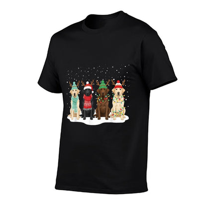 Black Lab Labrador Dog Christmas Crew Matching Family Xmas  Rolled Sleeves T-Shirt