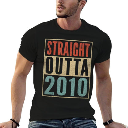Straight Outta 2010 14 Years Old Boy Girl 14th Birthday  Oversized Silhouette T-Shirt