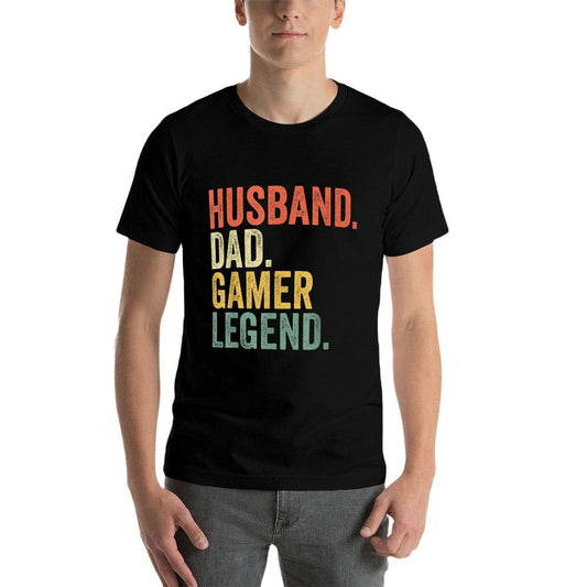 Funny Gamer Dad Husband Dad Gamer Legend Vintage  Heathered Texture T-Shirt