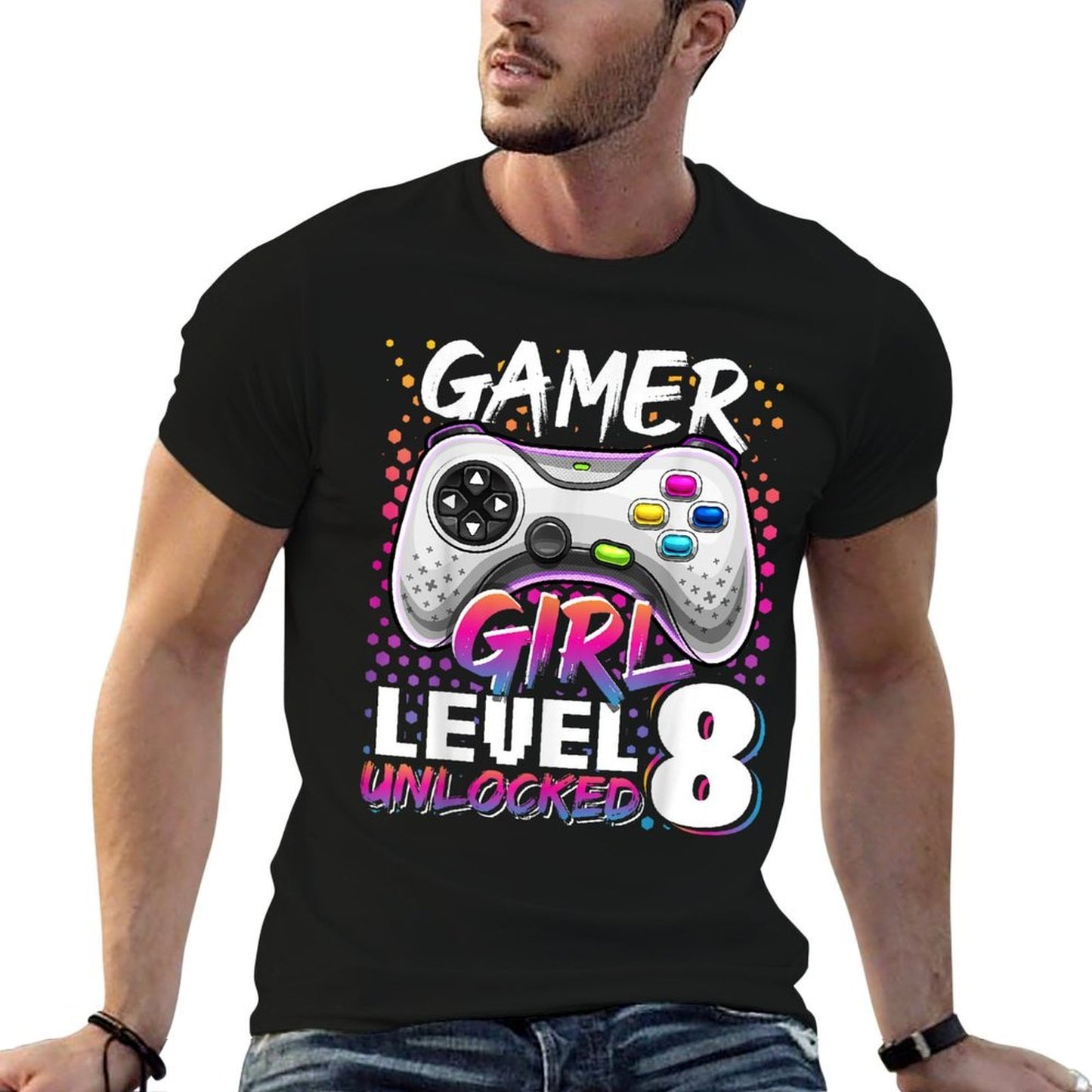 Gamer Girl Level 8 Unlocked Video Game 8th Birthday Gift  Vintage-inspired T-Shirt