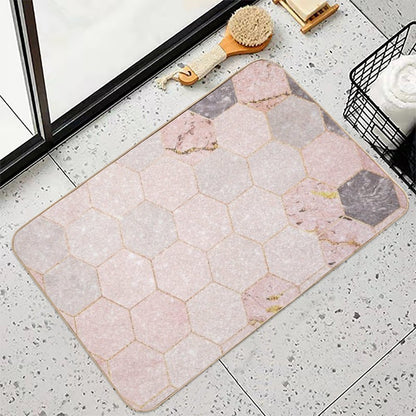 Pink Sparkling Marble Pattern Durable Bath Mat