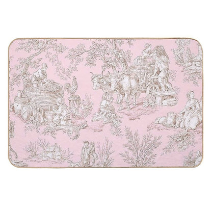 French Country Pink Toile  Anti-Trip Bath Mat