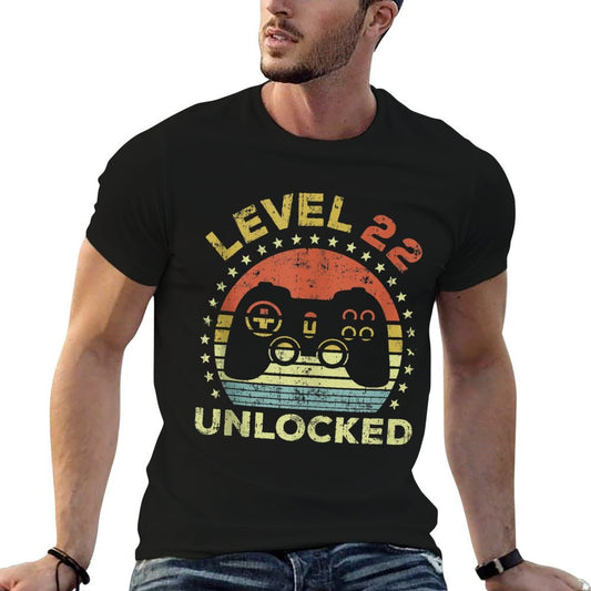 22nd Birthday Gaming Level 22 Unlocked  Graphic-printed T-Shirt