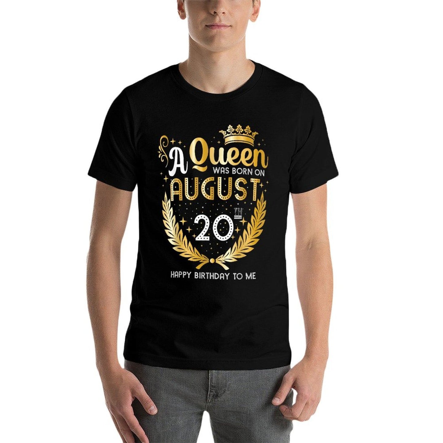 A Queen Was Born on August 20, Girly August 20th Birthday  Polyester Blend T-Shirt