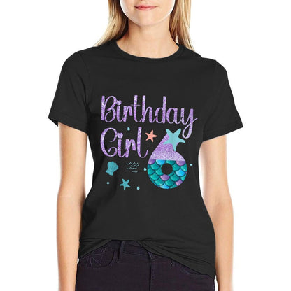 Mermaid Birthday Girl 6 Year Old Its My 6th Bday Mermaid  Cotton T-Shirt
