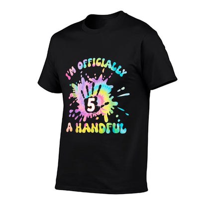 Kids I'm Officially A Handful 5th Birthday Party Funny Five  Cotton T-Shirt