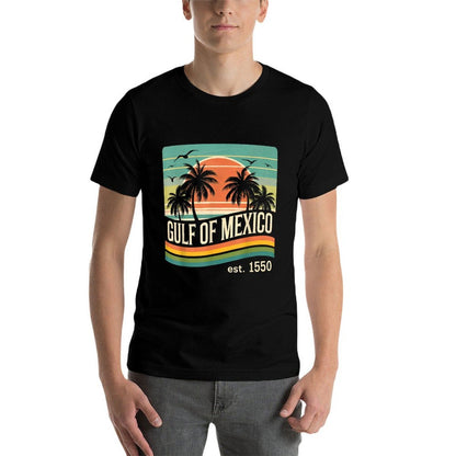 Gulf Of Mexico Est 1550 Beach Palms Vintage  Heathered Texture T-Shirt