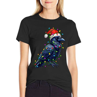 Raven Santa Christmas Tree Lighting Xmas Funny  Graphic-printed T-Shirt