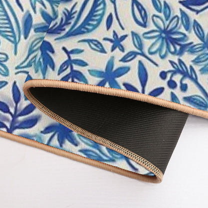 Floating Garden - A Watercolor Pattern in Blue  Easy Maintenance Bath Mat