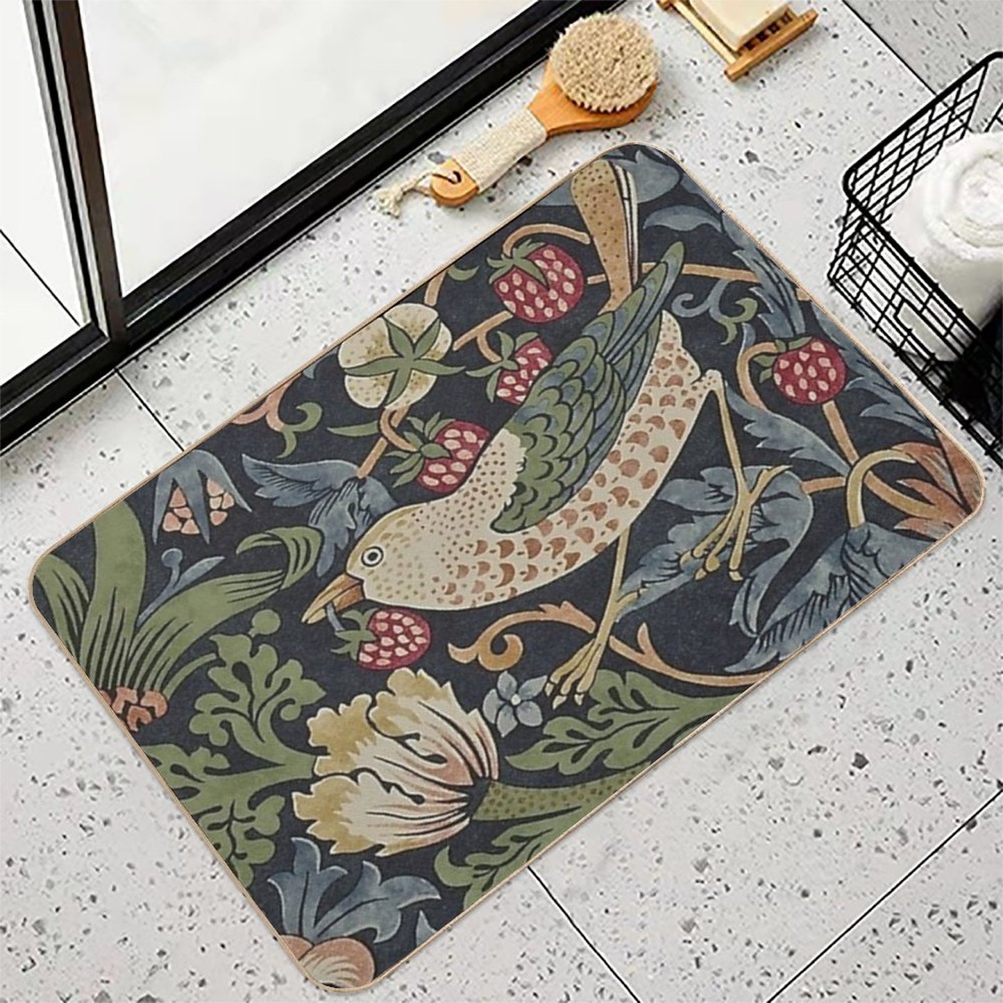 William Morris Strawberry Thief.01  Odorless Bath Mat