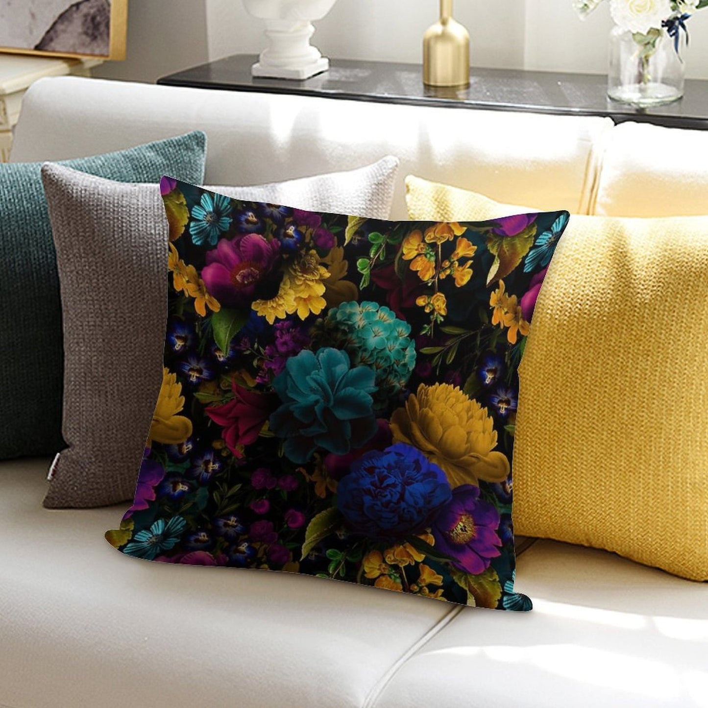 Mystical Night II Botanical Night Garden Nightgarden Soft Shrink-Resistant Throw Pillow