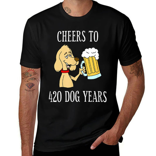 Cheers To 420 Dog Years Cartoon Beer Funny 60th Birthday Comfortable T-Shirt