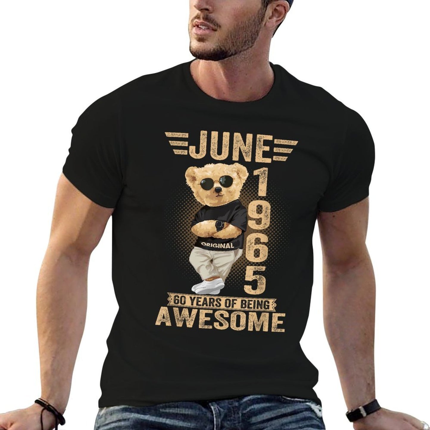June 60th Birthday Men Women 1965 Awesome Teddy Bear  Soft T-Shirt