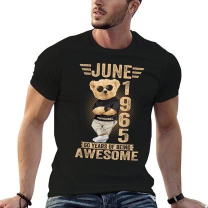 June 60th Birthday Men Women 1965 Awesome Teddy Bear  Soft T-Shirt