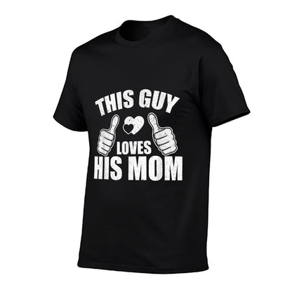 This Guy Loves His Mom Funny Heart Thumbs Up Son Mamas Boy  Oversized Silhouette T-Shirt